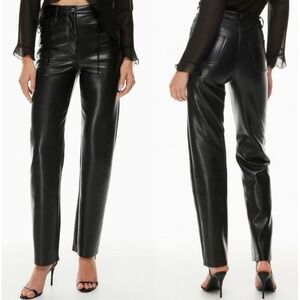 NWT Aritzia Wilfred Melina Pant High Waisted Black Vegan Leather Pants Sz 2